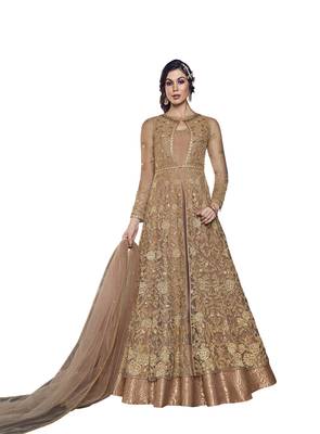 Beige embroidered net salwar 1