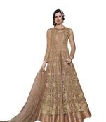 Beige embroidered net salwar