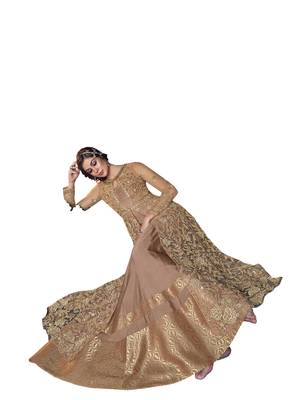 Beige embroidered net salwar 2