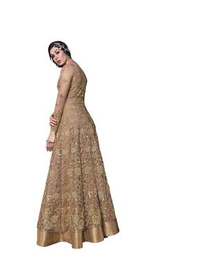 Beige embroidered net salwar 3