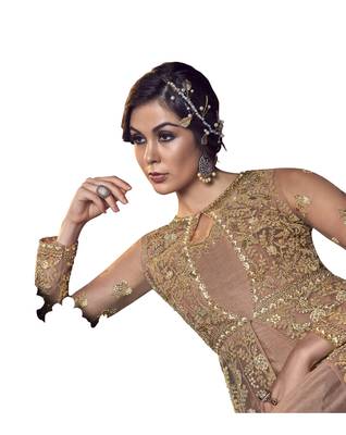 Beige embroidered net salwar 4