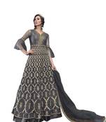 Grey embroidered net salwar