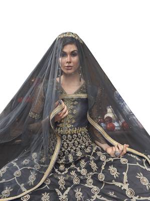 Grey embroidered net salwar 2