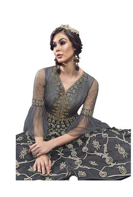 Grey embroidered net salwar 4