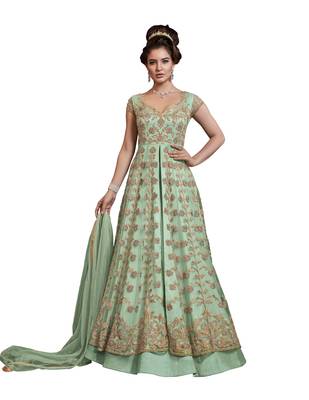 Green embroidered net salwar 1