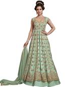 Green embroidered net salwar