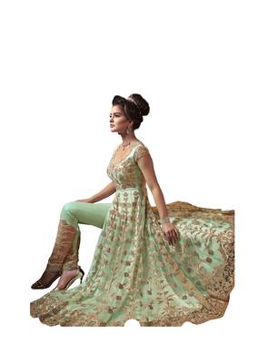 Green embroidered net salwar 2