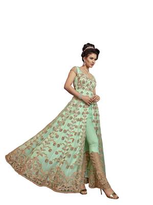 Green embroidered net salwar 3