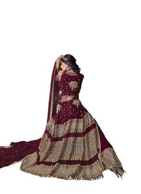 Maroon embroidered net salwar 4