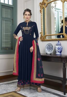 Black embroidered silk salwar 1