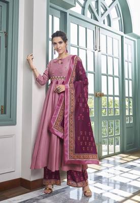 Pink embroidered silk salwar 1