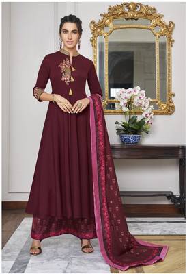 Brown embroidered silk salwar 1