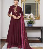 Brown embroidered silk salwar