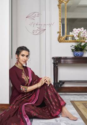 Brown embroidered silk salwar 3