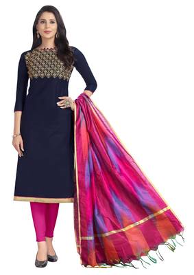Blue embroidered cotton salwar 1