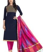 Blue embroidered cotton salwar
