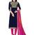 Women blue Chanderi Jacquard Unstitched Suits Dress Material