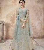 Sky-blue embroidered santoon salwar