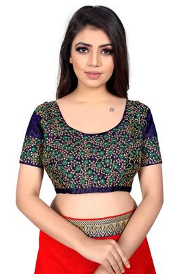 green embroidered cotton blouse fabric 1