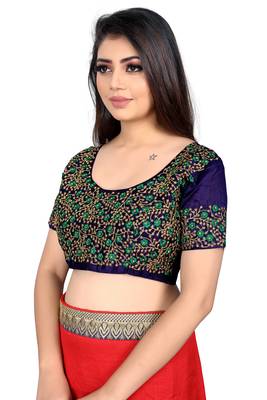 green embroidered cotton blouse fabric 3