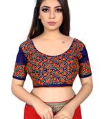 orange embroidered cotton blouse fabric