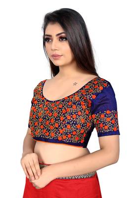 orange embroidered cotton blouse fabric 3