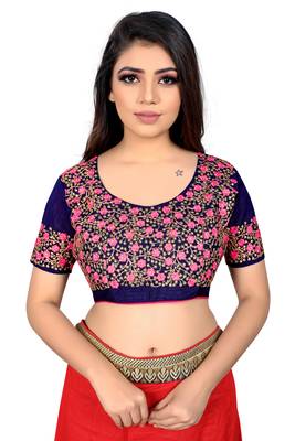 pink embroidered cotton blouse fabric 1
