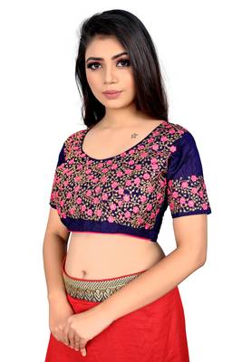 pink embroidered cotton blouse fabric 3