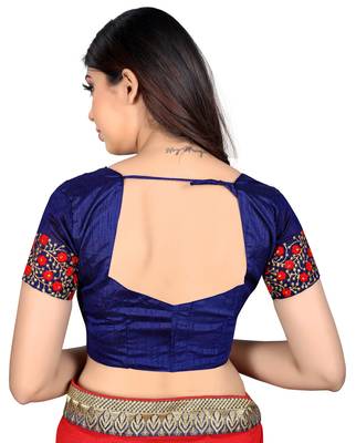 red embroidered cotton blouse fabric 2
