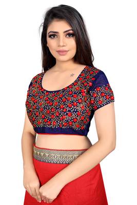 red embroidered cotton blouse fabric 3
