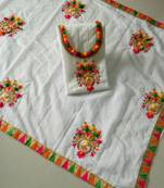 White emnbroderi work chanderi Un-Stitch dress material