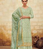 Pista Green Designer Wedding Wear Plazo Suit
