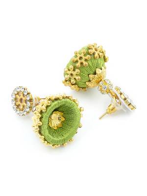 Girls Green Doomed Jhumka Earrings 3