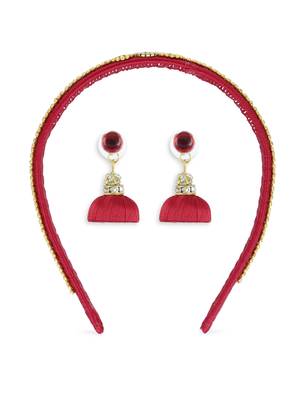 Girls Red Ethnic Hairband Set 1