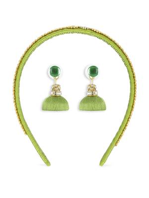 Girls Green Ethnic Hairband Set 1