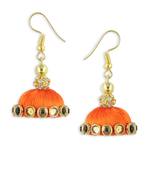 Girls Orange Doomed Kundan Jhumka Earrings