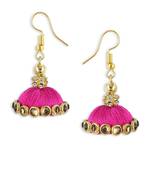 Girls Pink Doomed Kundan Jhumka Earrings