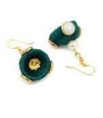 Girls Green Doomed Kundan Jhumka Earrings