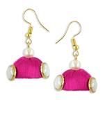 Girls Pink Doomed Kundan Jhumka Earrings