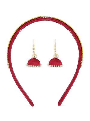Girls Red Ethnic Hairband Set 1