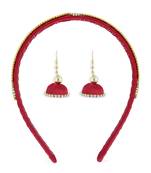 Girls Red Ethnic Hairband Set