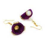 Girls Purple Doomed Kundan Jhumka Earrings