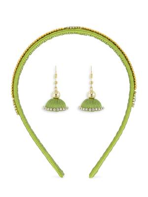 Girls Green Ethnic Hairband Set 1