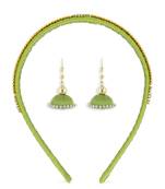 Girls Green Ethnic Hairband Set