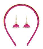 Girls Pink Ethnic Hairband Set