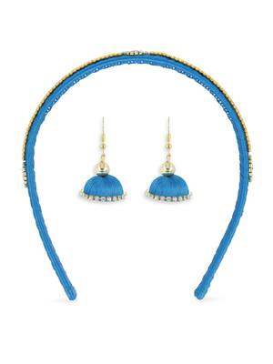 Girls Blue Ethnic Hairband Set 1