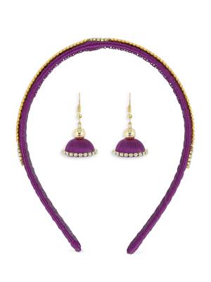 Girls Purple Ethnic Hairband Set 1