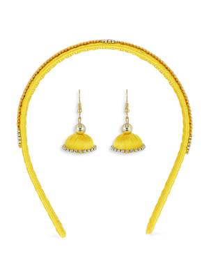 Girls Yellow Ethnic Hairband Set 1