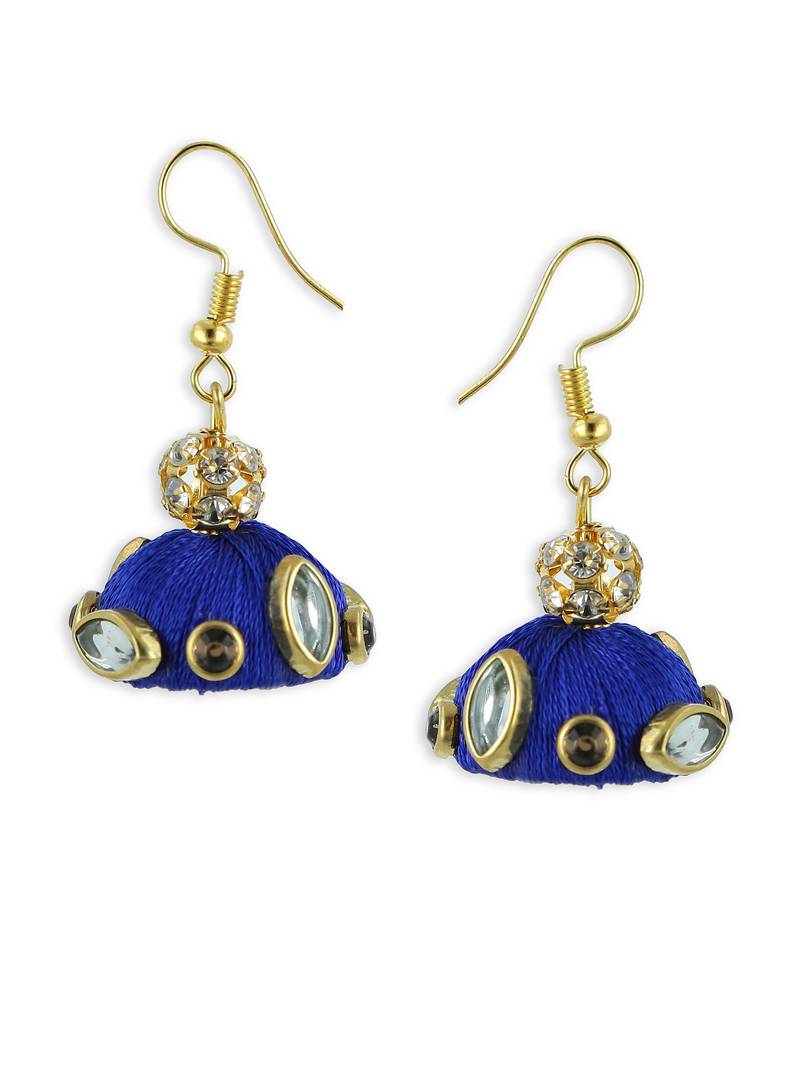 Girls Orange Doomed Kundan Jhumka Earrings