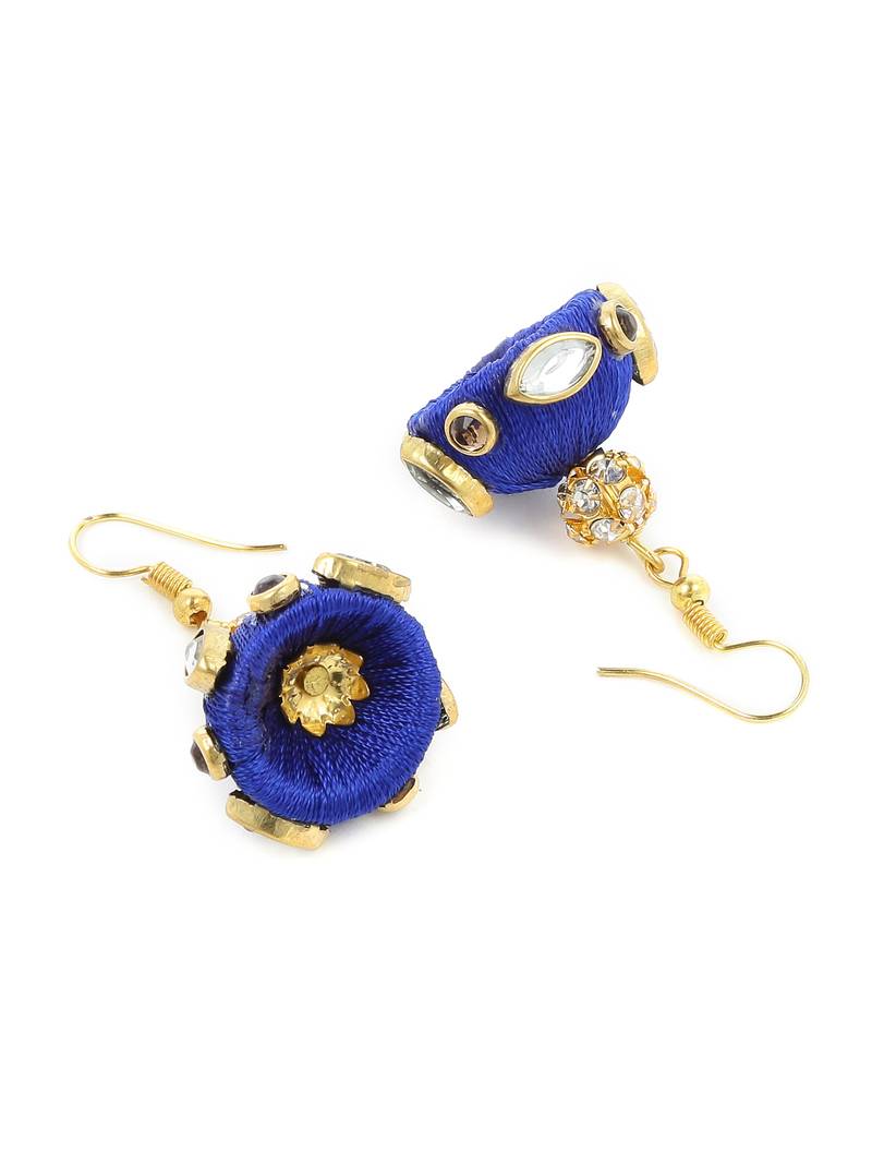 Girls Orange Doomed Kundan Jhumka Earrings